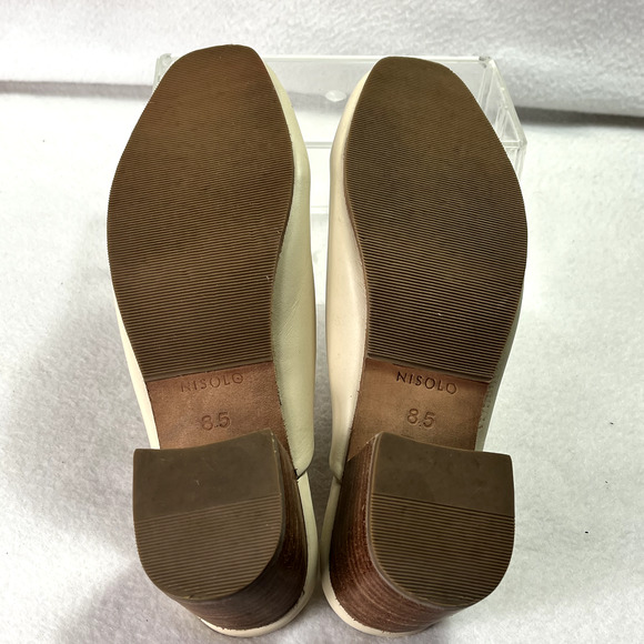 Nisolo Shoes Womens 8.5 Leather All-Day Heeled Mule in Bone - Picture 9 of 10